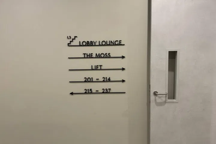 Clear directions to help guests navigate the oddly nostalgic and familiar old-school Singaporean school layout.