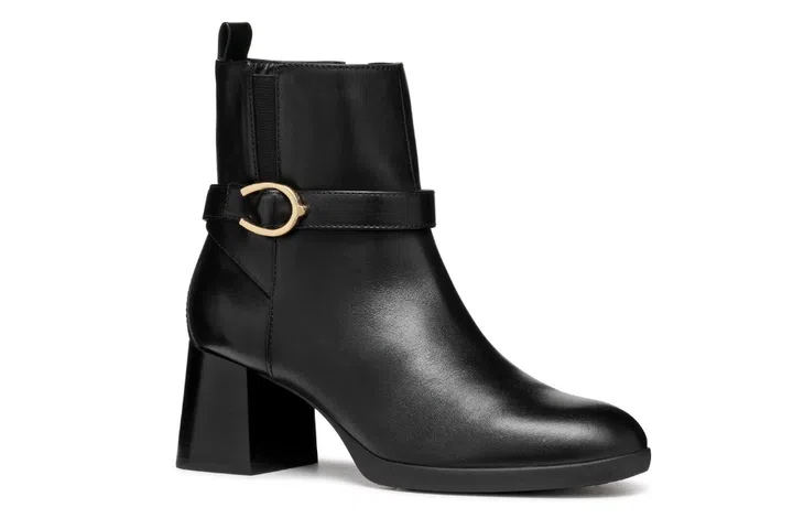 walk pleasure 55 woman medium heel ankle boots in black geox