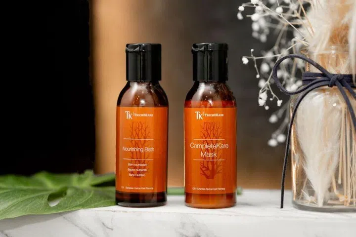 TK TrichoKare haircare kit with Nourishing Hair Bath shampoo and CompleteKare Mask conditioner
