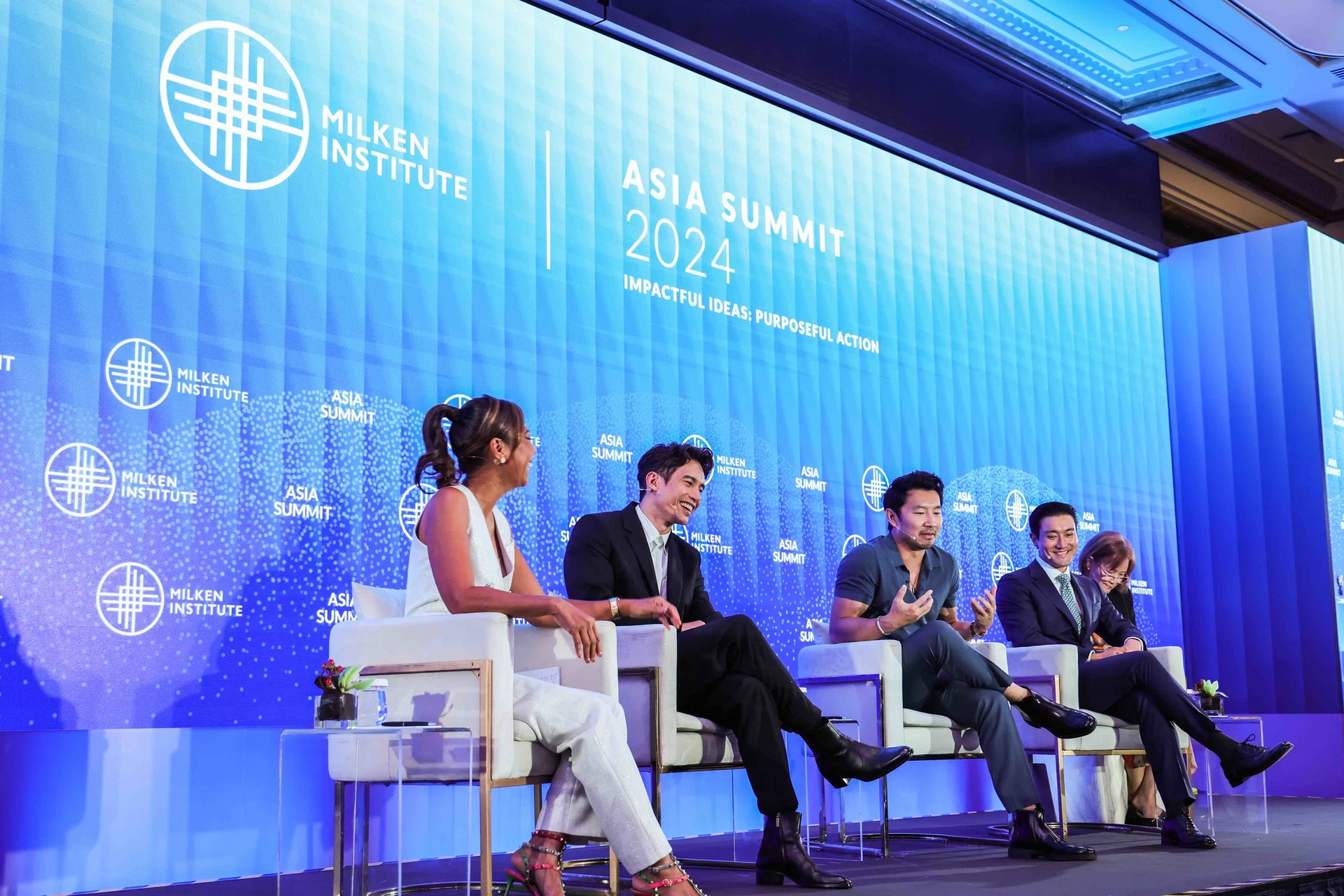 Manny Jacinto, Simu Liu and Siwon Choi at the recent Milken Asia Summit 2024. (Credit: Milken Asia Summit)
