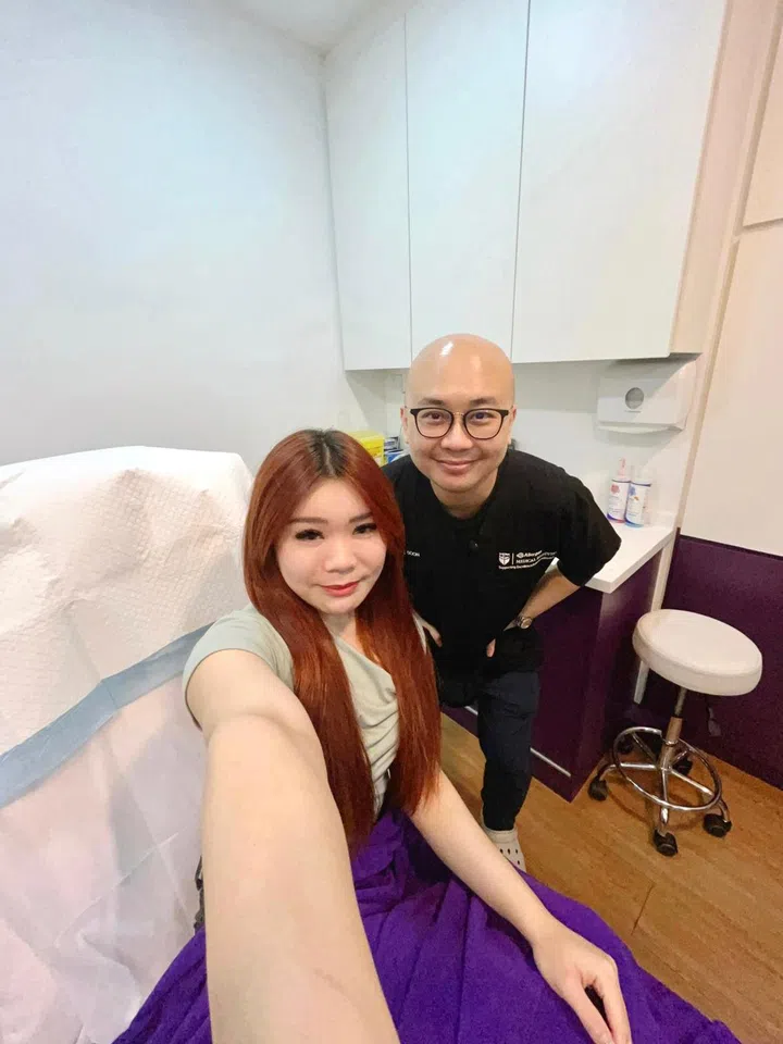 Ms Serene Tan at an aesthetic clinic, which she visits regularly for Botox treatments.