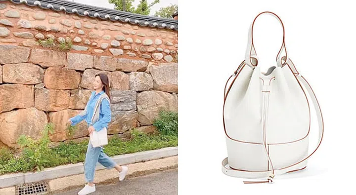 Kim Hee-sun carrying the Loewe Balloon Bag in Nappa Calfskin, $4,350