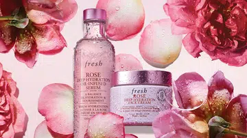 Fresh rose-infused skincare routine