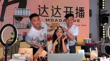 (From left) Celebrity hairstylist Addy Lee, actress Michelle Chia and actor Pornsak aired their first live-stream to hawk products on Facebook last September.