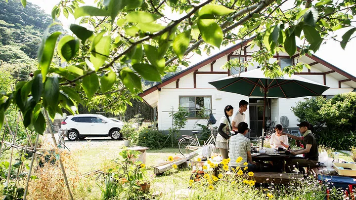 Japan countryside family gathering