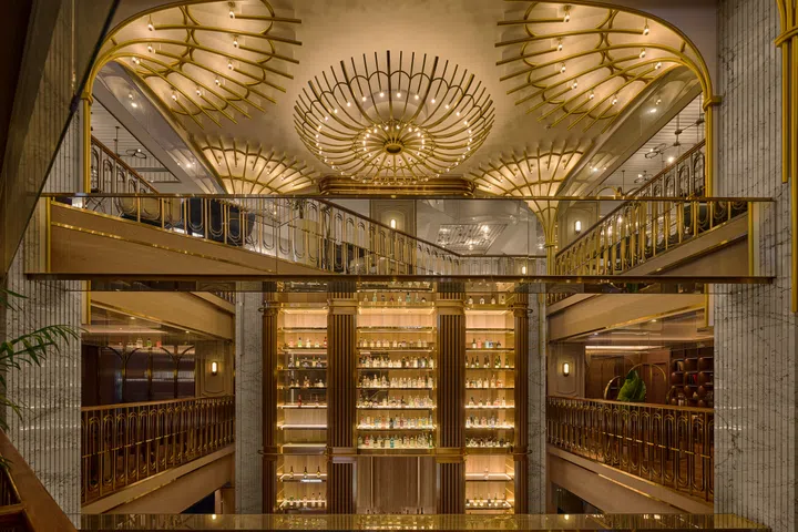 Liquor wall in the Ailìse Bar, OKU Hotel Taichung.