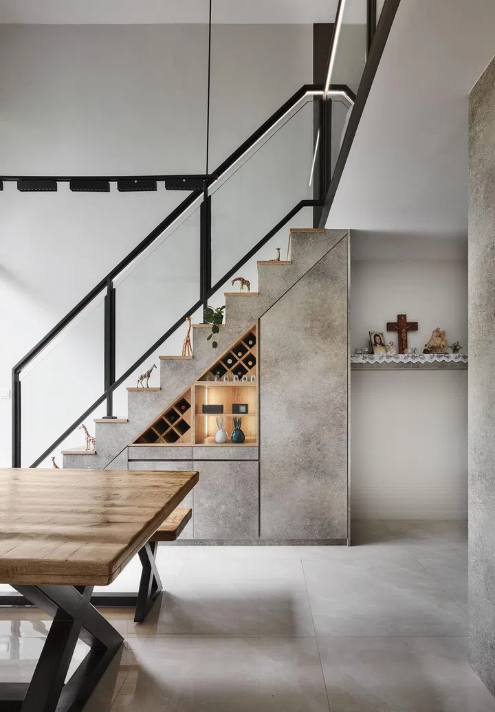 Storage space under staircase