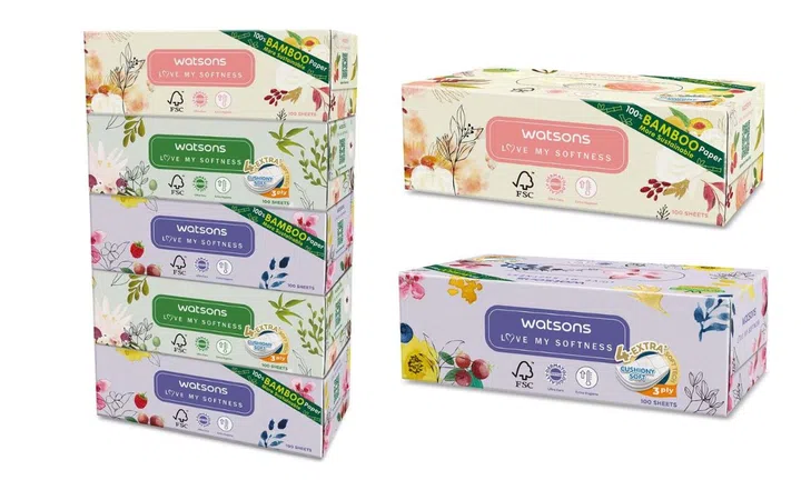 Watsons 100% Bamboo Paper Cushiony Soft Box Tissue Sheet 3-Ply