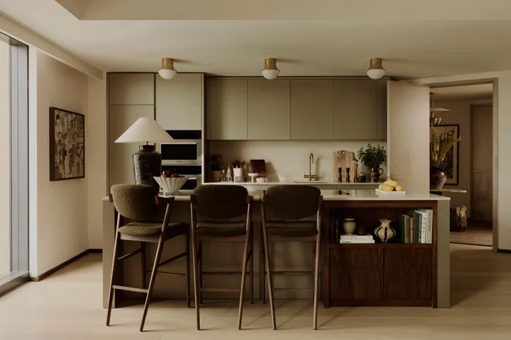 Kitchen in one of the showflat apartments in the Park Hyatt Residences London River Thames.