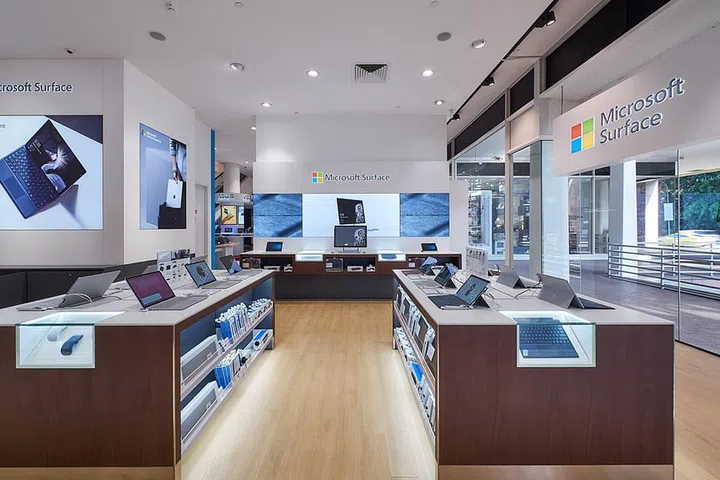 The Microsoft Surface Experience section at Harvey Norman Millenia Walk flagship store in 2020.