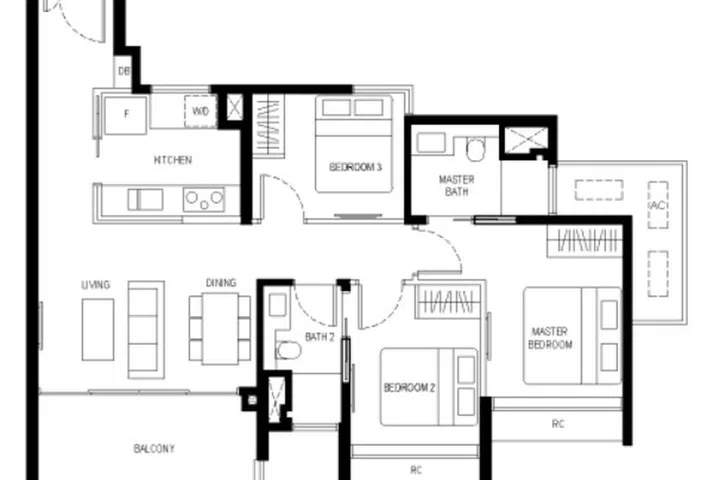 Kassia Condo 3-bedroom type 3a floor plan.