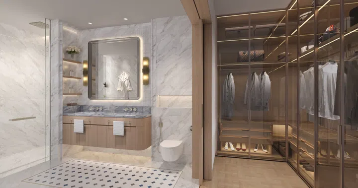 Master bathroom in the upcoming Rixos Al Reem Residences in Abu Dhabi, UAE (completion in 2029).