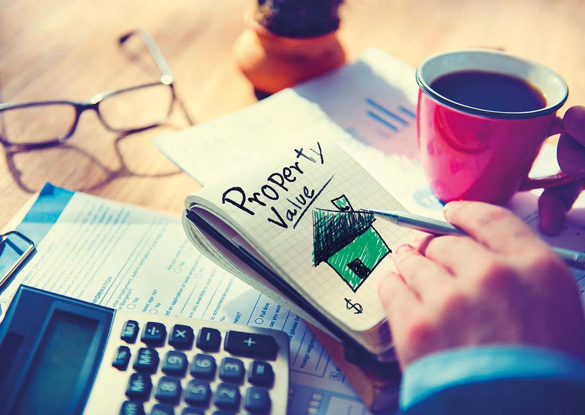 Businessman Notepad Property Value Concept