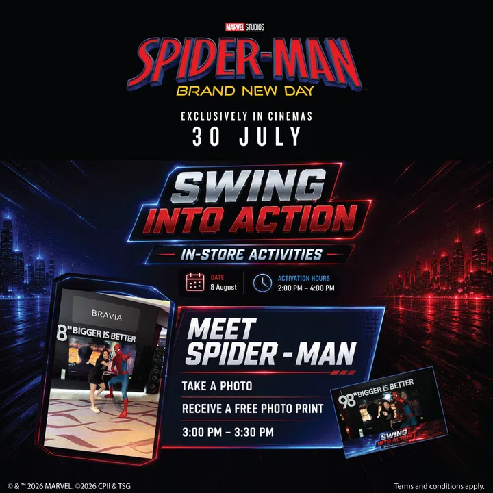 Sony Store 313 @ Somerset celebrates the theatrical premiere of Marvel Studios’ Spider-Man: Brand New Day with an interactive, family-friendly event on Saturday, 8 August 2026 (2-4 pm).