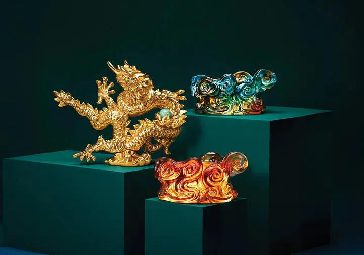 Golden dragon ornaments from Risis for CNY Year of the Dragon 2024