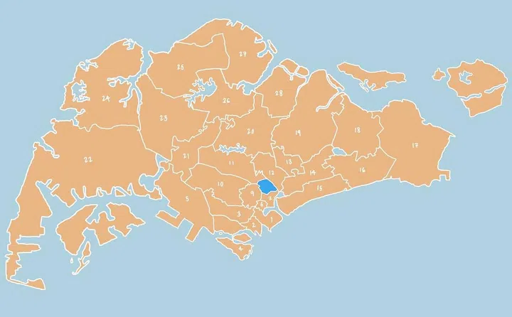 Illustrated map showing District 08 - Little India, Farrer Park, Serangoon Road in Singapore.