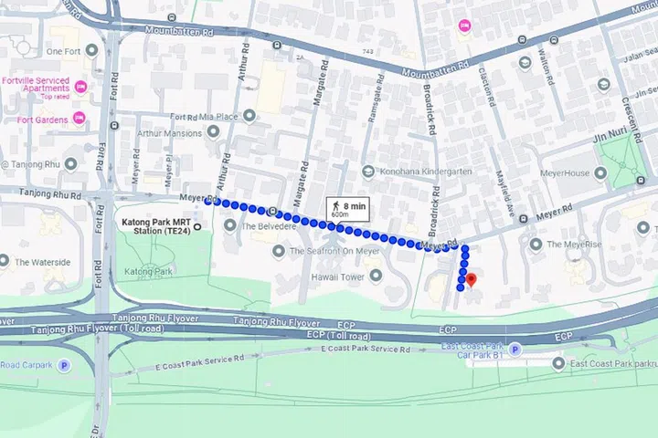 Meyer Blue condo is an 8-minute walk from the nearest Katong Park MRT Station.