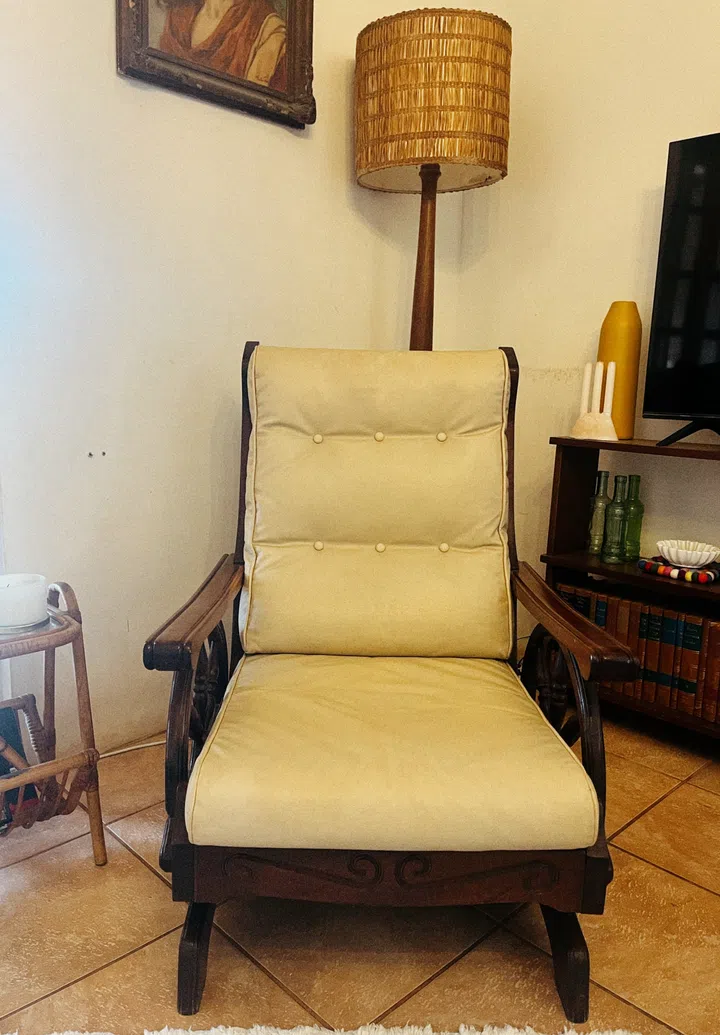 The vintage rocking chair in our living room, passed down from my husband’s grandfather, dates to the early 20th century. Besides this is a collection of 55 Britannica Great Books (Great Books of the Western World) dating to 1952.