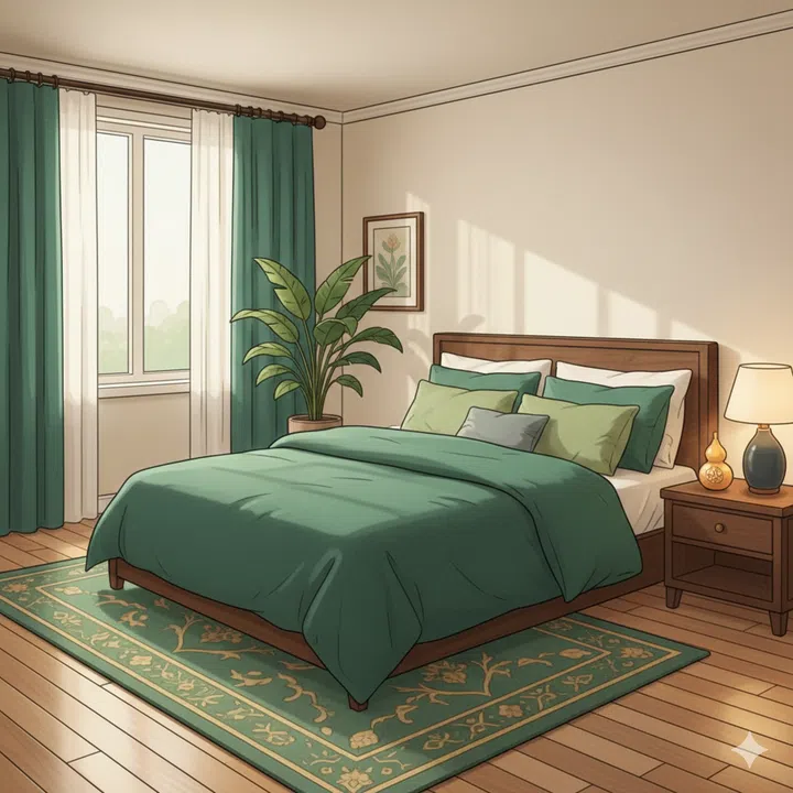 Opt for for Emerald Green or Sage bedsheets, and place a gourd by your bedside table to quell marital quarrels.