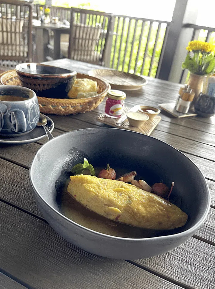 Breakfast of lobster omelette at Rumari. Make sure you get some of the excellent croissants too