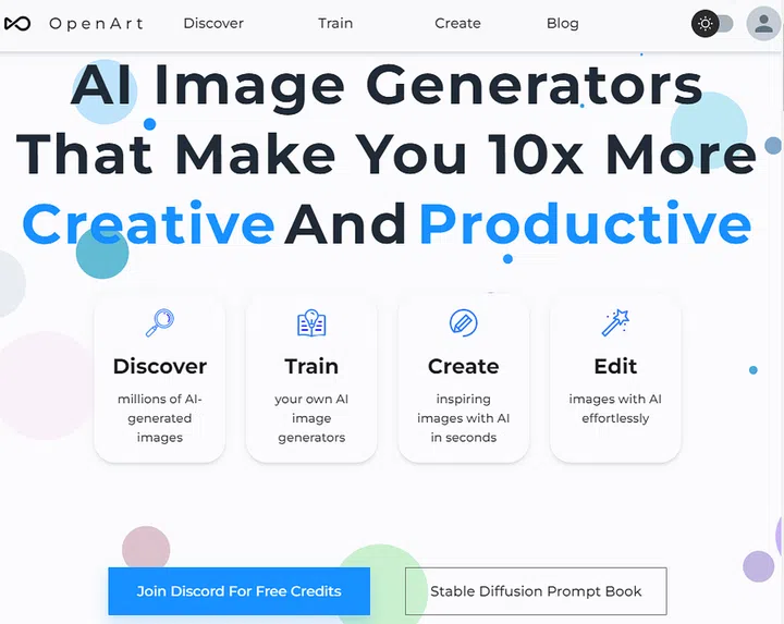 Open Art AI artificial Intelligence tool for interior design homepage screengrab
