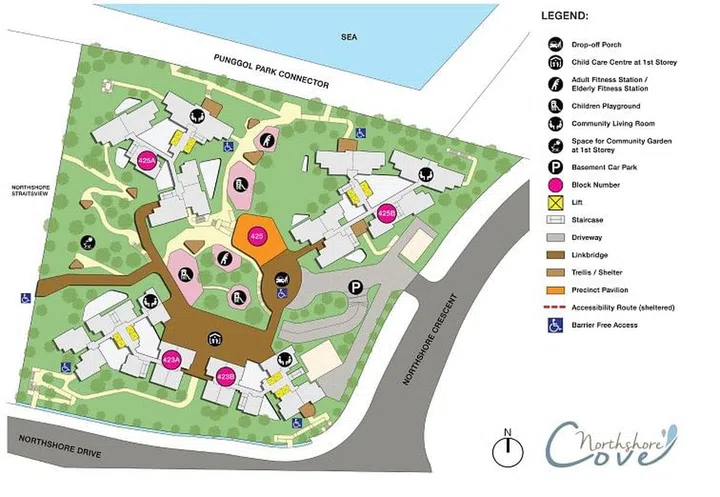Punggol Northshore Cove BTO site plan. Image MyNiceHome HDB