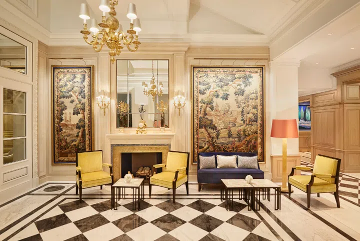 Lobby in the Baur au Lac in Zurich, Switzerland.