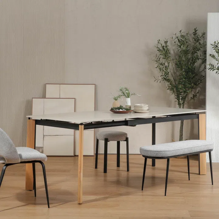 Comfort Design Lax Extendable Dining Table - W1400/1700/2000 (Sintered) - Cream/Natural