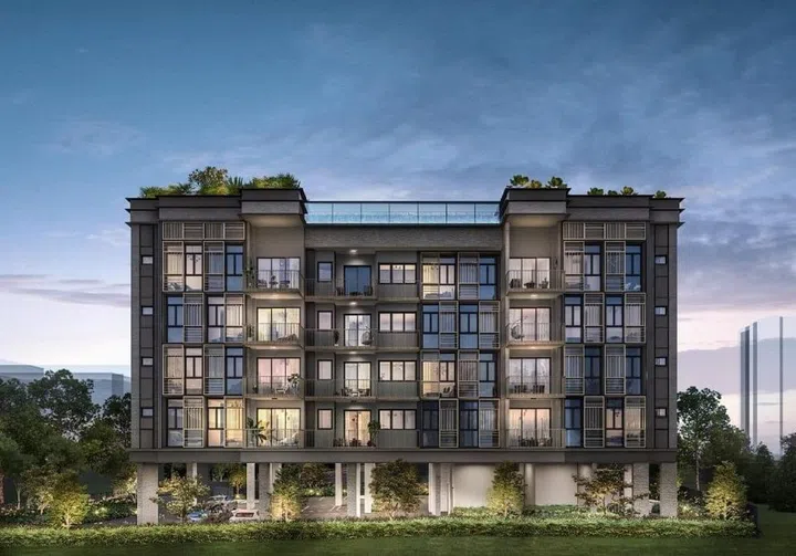 Artist's impression of the front exterior view of Baywind Residences condominium in Telok Kurau. Image from official Baywind Residences website.