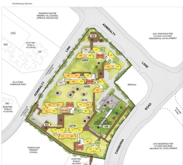 Site plan of of Sembawang Beacon HDB BTO, launched in the July 2025 HDB BTO sales exercise.