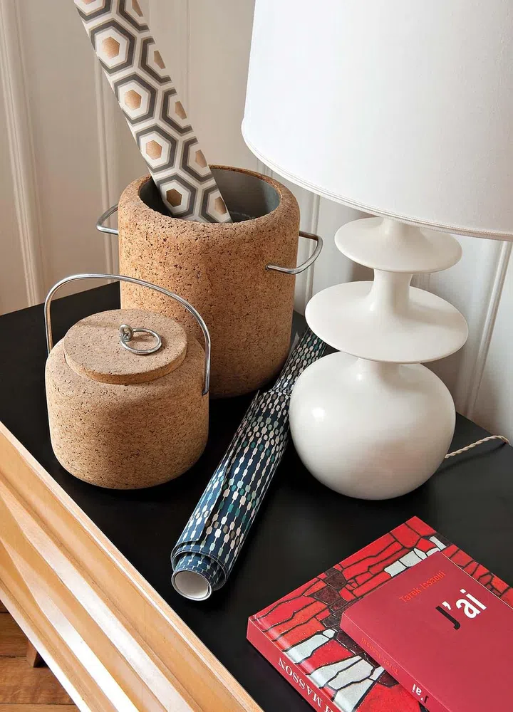 Swatches and textiles can be seen around the home, partly owing to her work.