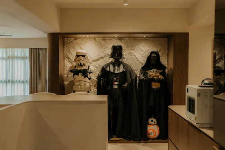 The epic display feature, planned early in the renovation, brings the couple’s collection into daily life—integrated, organised, and quietly central to the home they see themselves growing into.