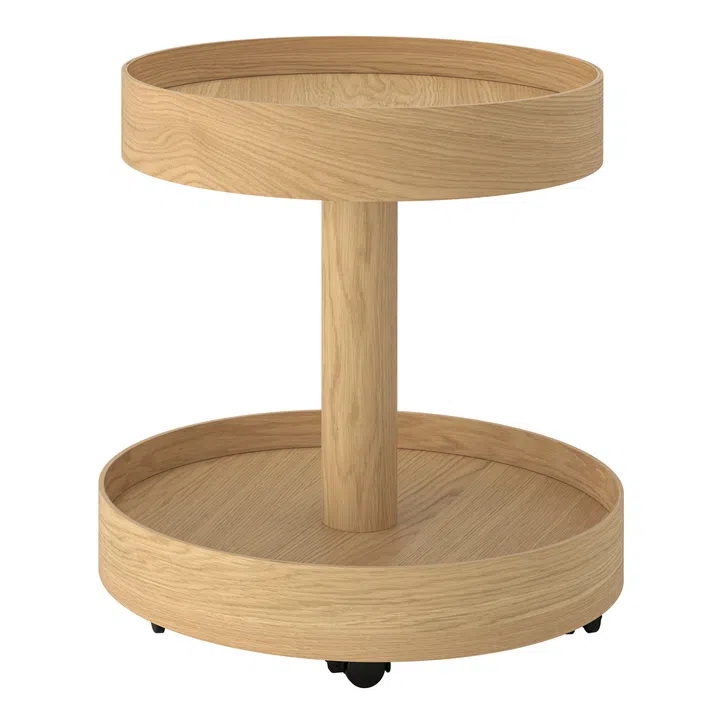 IKEA STOCKHOLM 2025 Oak Veneer Side Table with Castors by Ola Wihlborg, $249