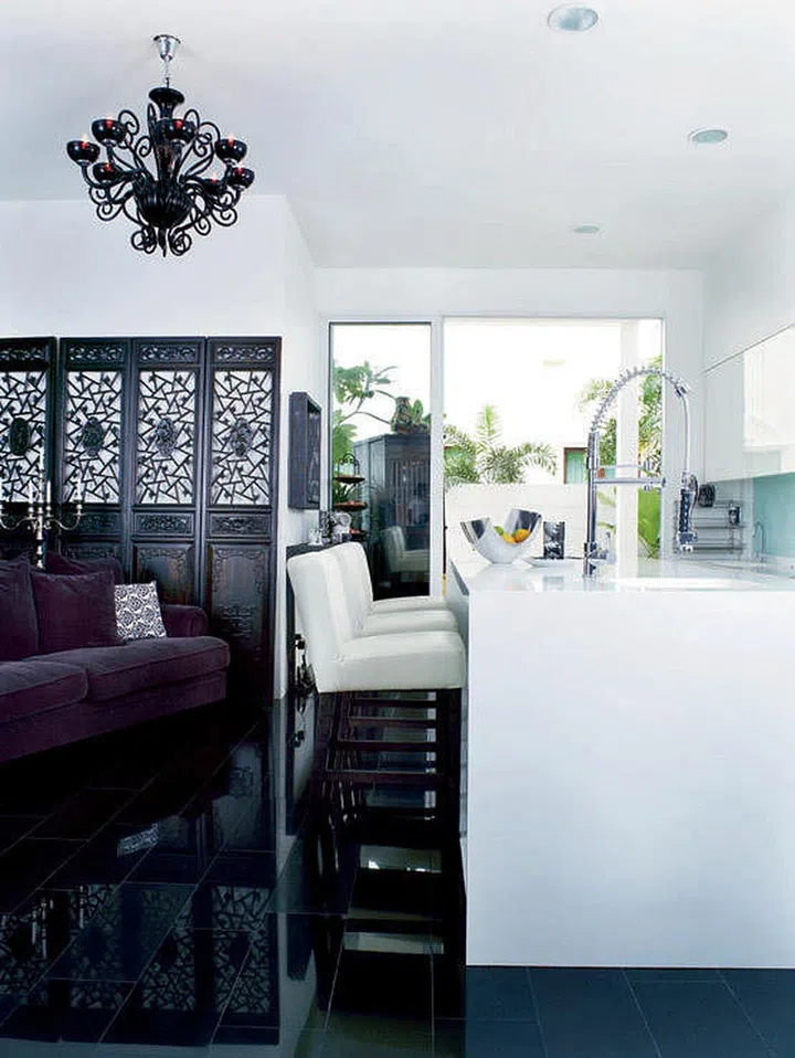 oriental, chandelier, kitchen, countertop, screens