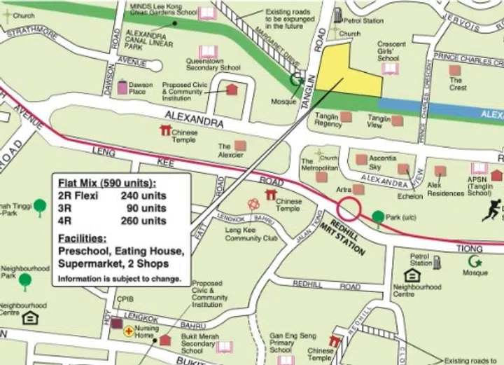 Approximately 590 BTO units will be launched at the Tanglin Road (Bukit Merah) BTO site in July 2025.