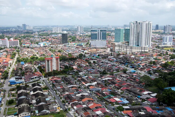 Johor Bahru, Malaysia- 20 Feb, 2020- Aerial view of Johor Bahru City. Johor Bahru is capital of the Malaysian state of Johor