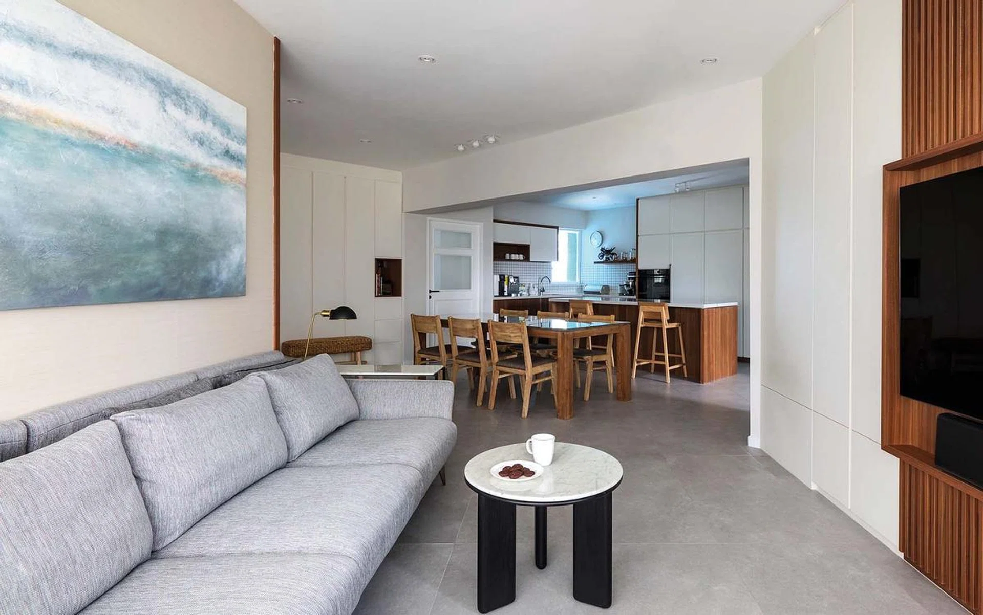 Clean lines and earthy colours make this living area feel warm and inviting.
