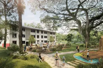 An artist’s impression of a proposed Tanglin Halt BTO park and retained Singapore Improvement Trust's blocks 69 and 70 Tanglin Halt as a new community space. PHOTO: HDB
