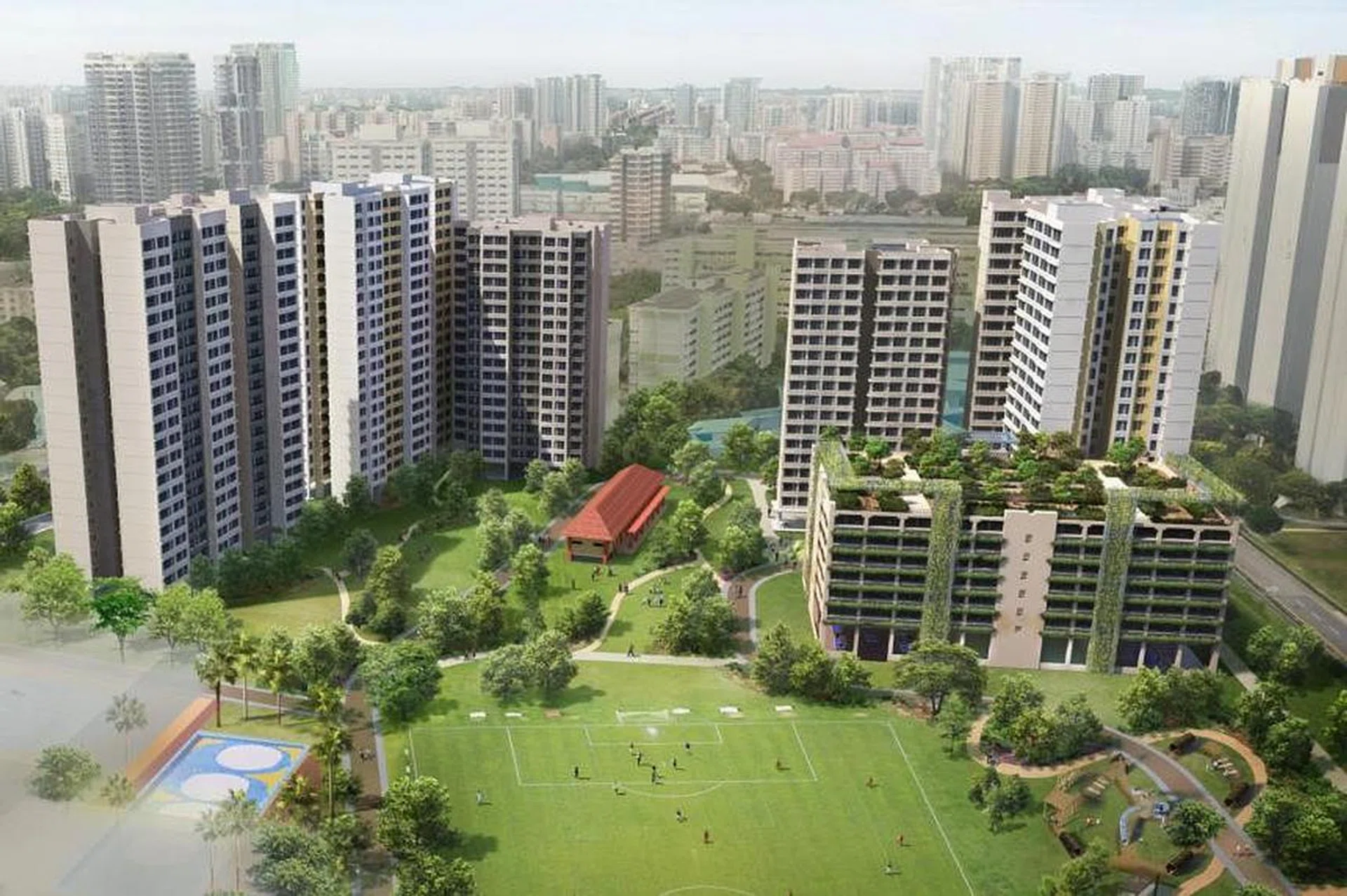 Aerial artist's impression of HDB BTO project at Farrer Park