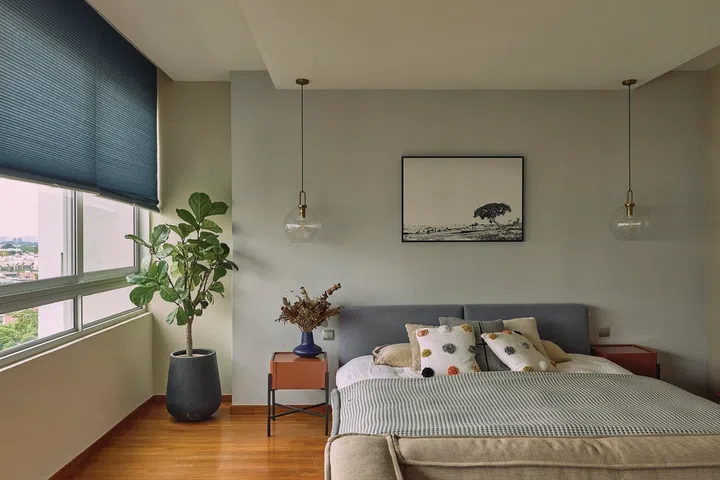 The master bedroom was designed to accommodate the two daughters as well.