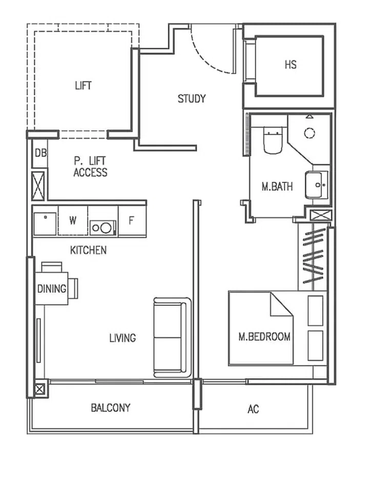 35 Gilstead road condo floor plan for Type A1 474sqft. Image from official 35 Gilstead website