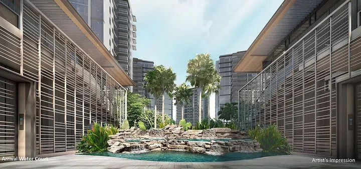 Florence Residences condo arrival water court. Image from Florence Residences official website