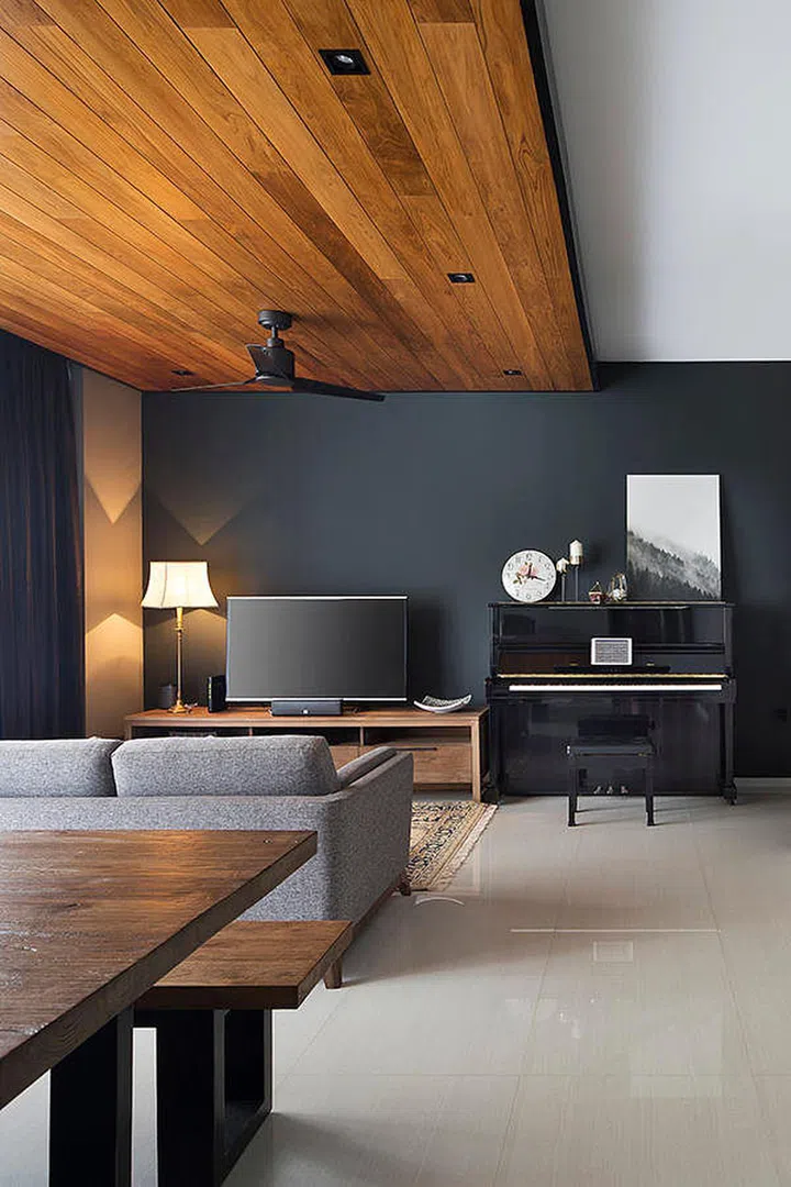 Vertical pianos give homeowners an added shelf! Design byThe Scientist