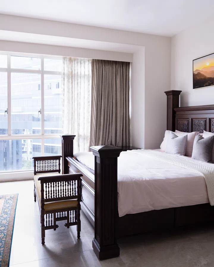 The solid rosewood bedframe will be passed onto the couple’s children.