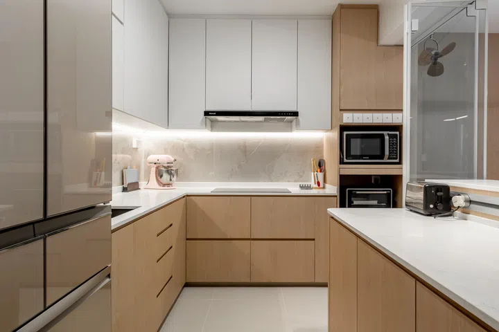 Kitchen in Mr and Mrs Chua’s 4-room BTO in Tampines.
