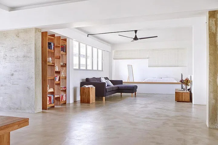 HDB flat, jumbo flat, white walls