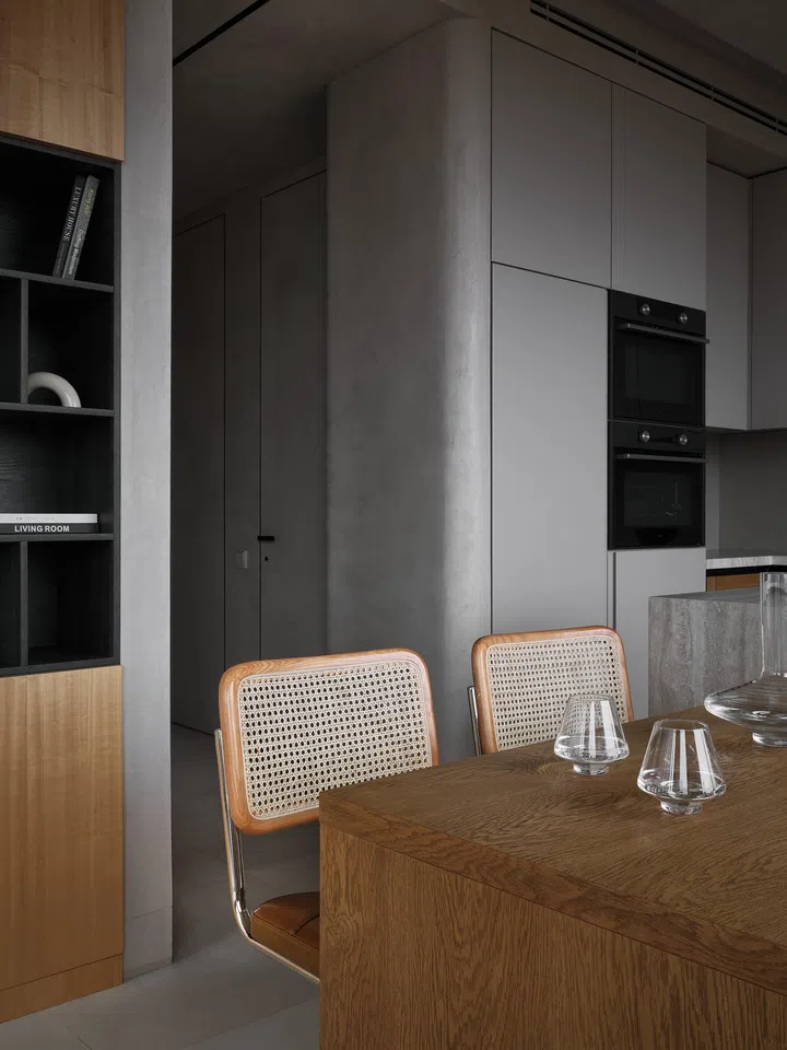 A textured matte tile was installed in the kitchen floors, as well as used throughout the rest of the home. 