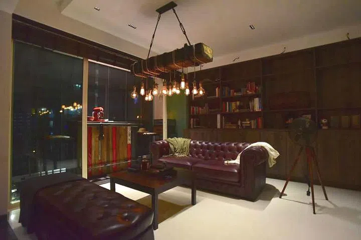 The light fixture, featuring a 35kg piece of wood salvaged from the former Tanjong Pagar Railway Station.