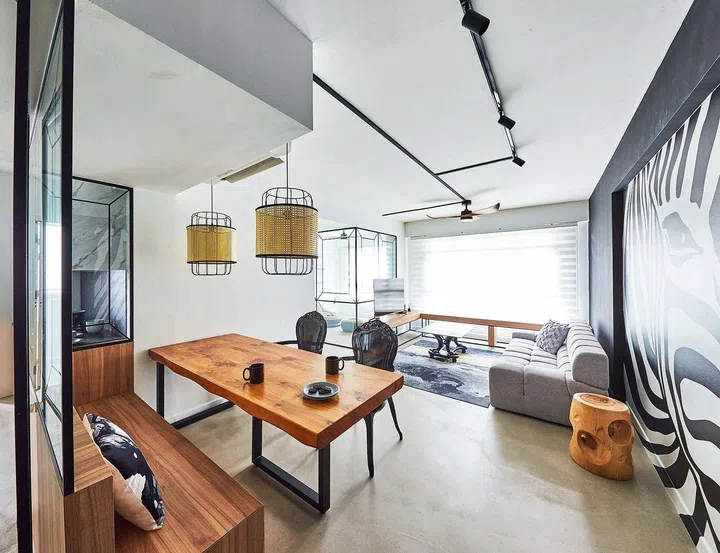 House Tour: 3-Room BTO in Punggol with $80,000 Zebra Prints, Black & White Renovation
