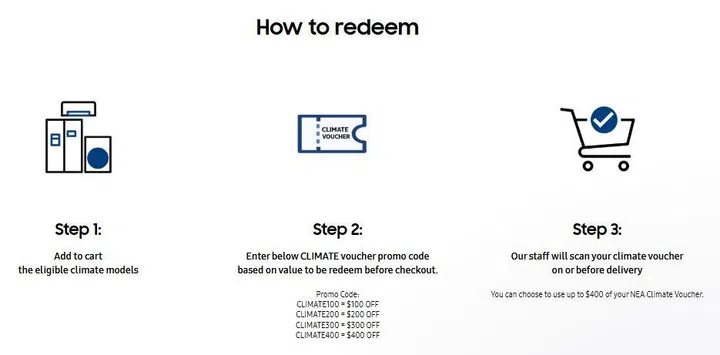 How to redeem Climate Voucher at Samsung Online Store